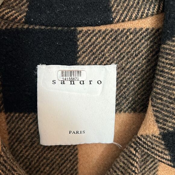 $640 SANDRO Feny Coat Jacket Shacket barn coat plaid FR 38 / US medium - Picture 14 of 15